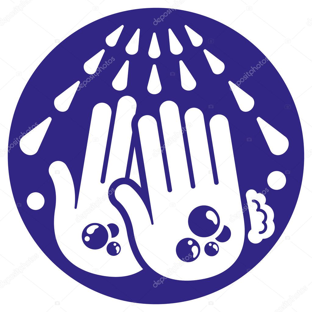 Pictogram icon washing and sanitizing hands. Ideal for prevention and health campaigns