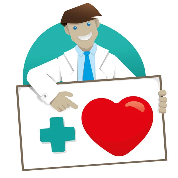 医者や外科医を表すイラストは メッセージ More Love で看板を掲げています 訓練や制度上の問題に最適です ロイヤリティフリーストックベクター