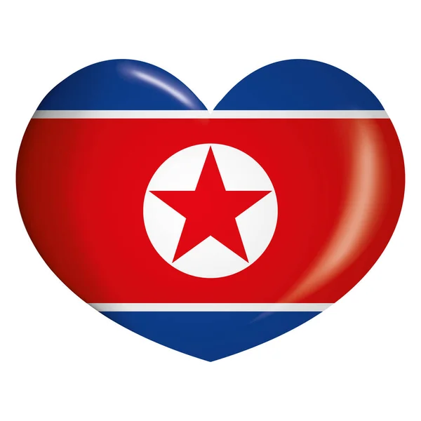 Icon Representing Heart Button Flag North Korea Ideal Catalogs Institutional — Stock Vector