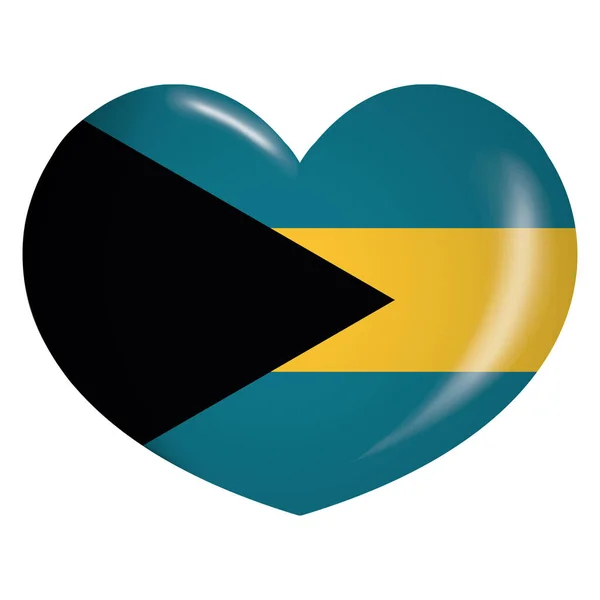 Bahamalar Kalp Düğmesi Bayrağını Temsil Eden Simge Kurumsal Materyal Coğrafya — Stok Vektör