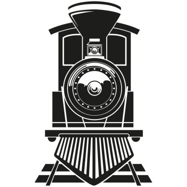 Resimli nakliye aracı raylarda buharlı tren. Eğitim ve kurumsal materyaller için ideal