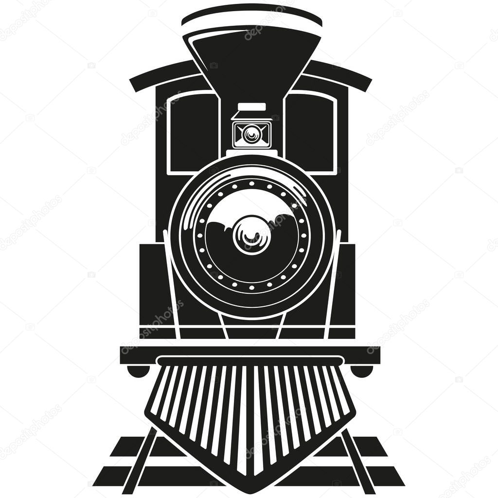 Illustration transport vehicle steam train on rails. Ideal for educational and institutional materials