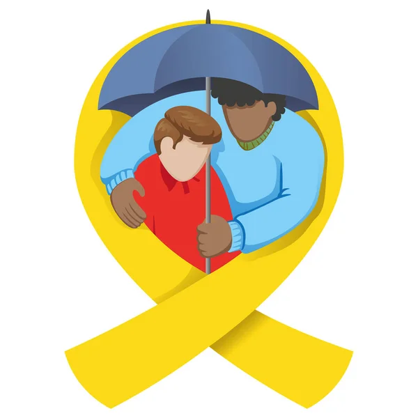 黄色の9月 黄色のリボンに対する人々のための支援と意識のメッセージ 教育資料や情報資料に最適です — ストックベクタ