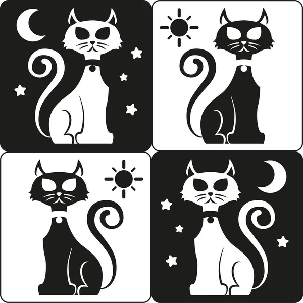 Iconos Símbolo Gatos Blancos Negros Felinos Ideal Para Comunicación Visual Vector De Stock