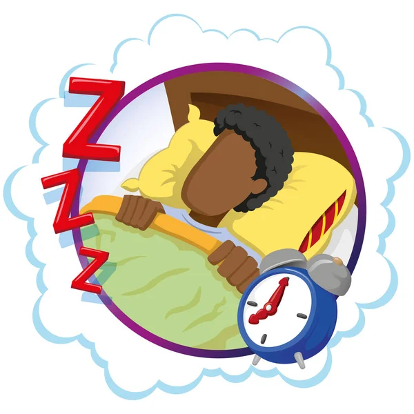 Mascotte Homme Afro Descendant Dormir Paisiblement Idéal Pour Information Les — Image vectorielle