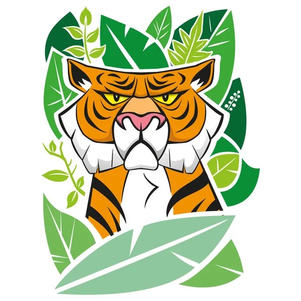 自然動物 野生の虎の動物のイラスト カラフルです 教育資料や情報資料に最適です ストックイラスト