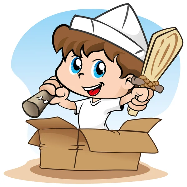 Ilustração representando Criança brincando fazer de conta e um pirata — Vetor de Stock