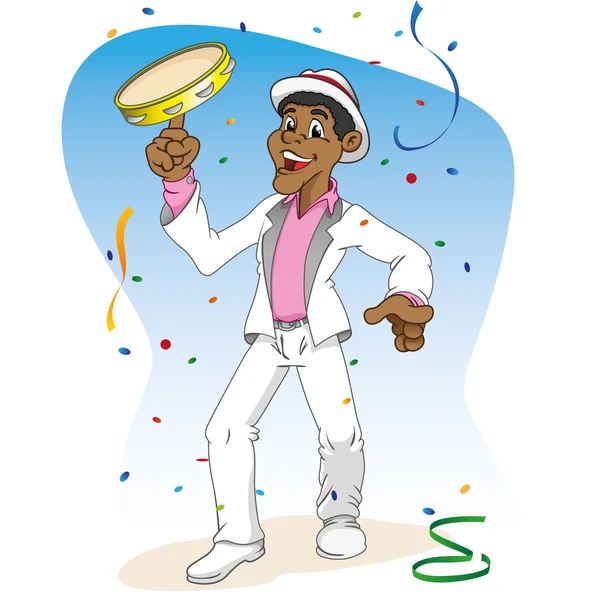 Illustration représentant un homme dansant et dansant la samba au Carnaval du Brésil — Image vectorielle