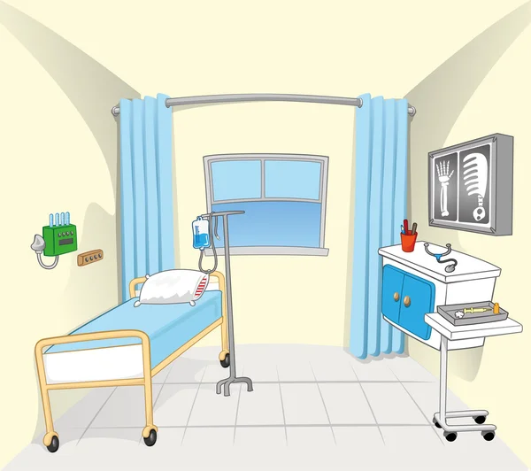 This illustration and background setting of a hospital room — Stock Vector