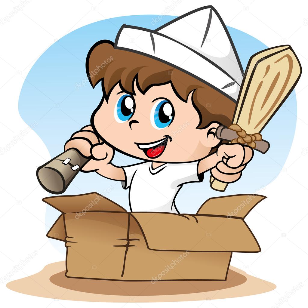 Illustration representing Child playing make believe and a pirate