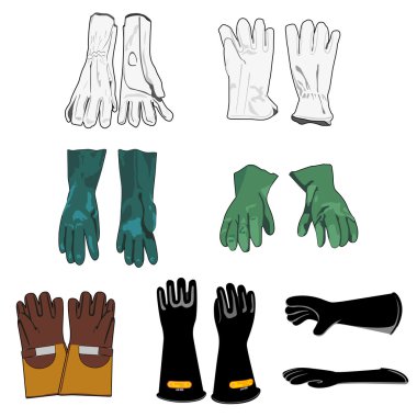 Illustration representing a safety harness models of protective gloves clipart