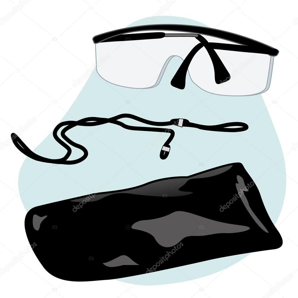 Illustration representing a safety equipment, protective glasses