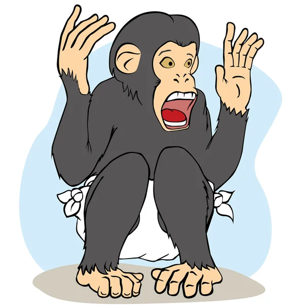 Dziki ilustracja dziecko szympansa małpa — Wektor stockowy