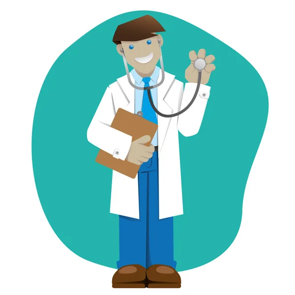 Ilustração representando a jaqueta do homem, médico ou farmacêutico com uma área de transferência e um estetoscópio, ideal para treinamento de campo e interno —  Vetores de Stock