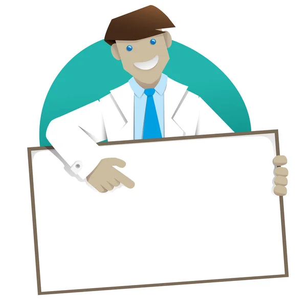 Ilustración que representa Hombre abrigo, médico o farmacéutico mensaje — Vector de stock