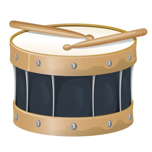 Illustration is an object musical instrument, drum and drumsticks, ideal for educational support materials and institutional — Stock Vector