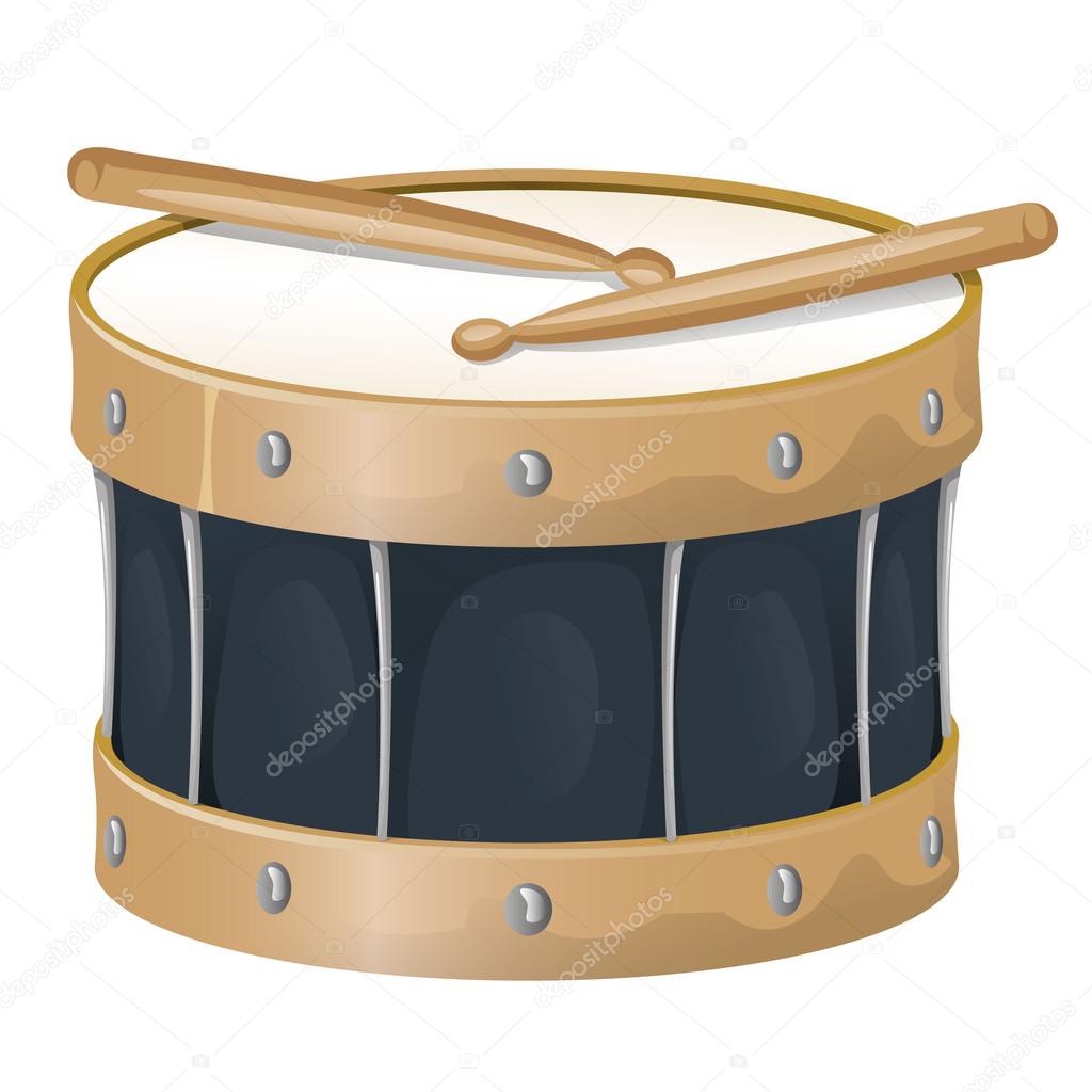 Illustration is an object musical instrument, drum and drumsticks, ideal for educational support materials and institutional