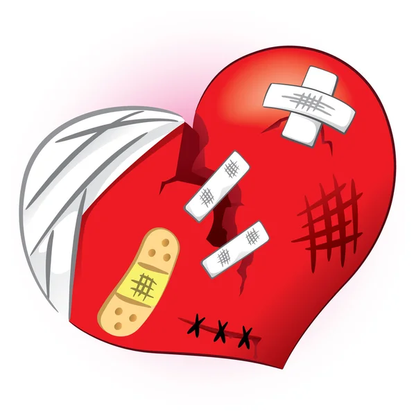 Ícone ou símbolo de um coração partido e magoado. Ideal para informações e instituições relacionadas ao amor ou namorado —  Vetores de Stock