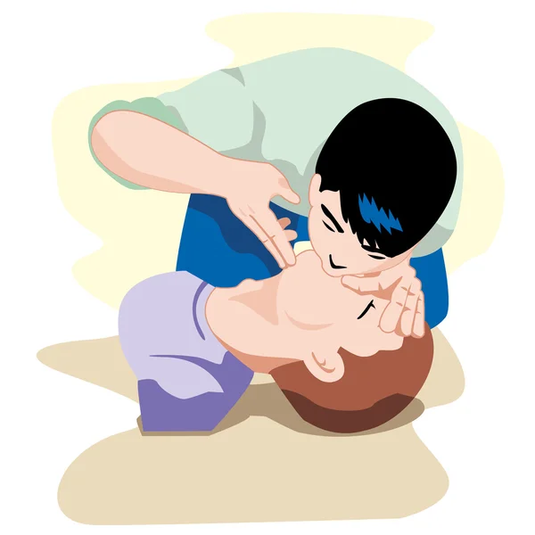 First Aid resuscitation (CPR), clearing breaths, positioning. For resuscitation. Ideal for training materials, catalogs and institutional — Stock Vector