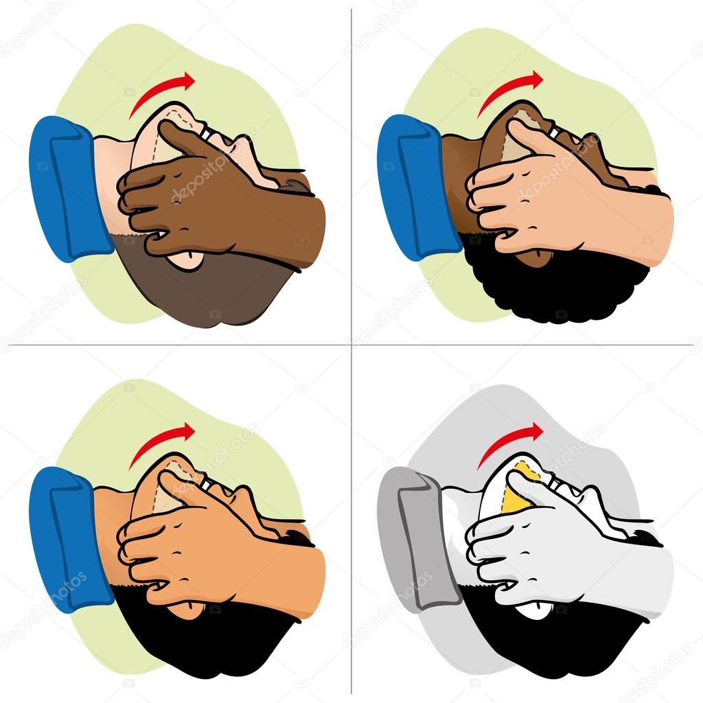 First Aid resuscitation (CPR), clearing breathing, positioning, etnais. For resuscitation. Ideal for training materials, catalogs and institutional