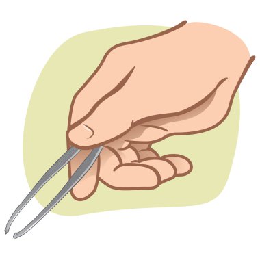 Illustration hand person holding tweezers. Ideal for catalogs, informative and institutional guides clipart