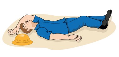 Illustration scene of the 1st aid worker fallen unconscious person. Ideal for catalogs, informative and medical guides clipart