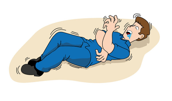 Первая помощь на месте преступления, у человека припадки и припадки. Идеально подходит для каталогов, информационных и медицинских путеводителей
