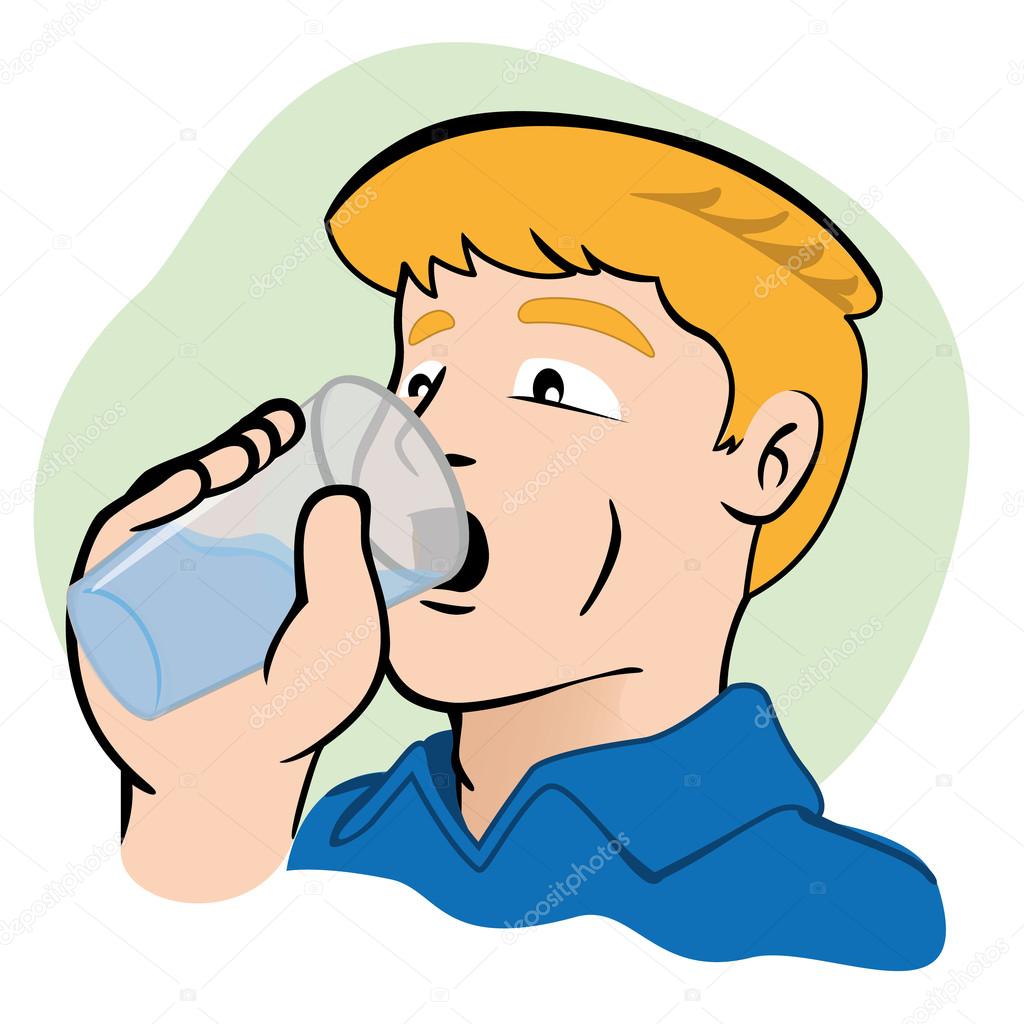 person drinking water cartoon