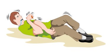 Scene Illustration First Aid, person having seizures and seizure. Ideal for catalogs, informative and medical guides clipart