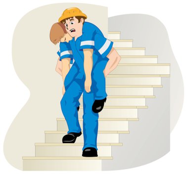 Başka bir sınıf arkadaşı bilinçsiz yükleme işçi Illustration. Kataloglar, bilgilendirici ve iş yerinde güvenlik yönergeleri için idealdir