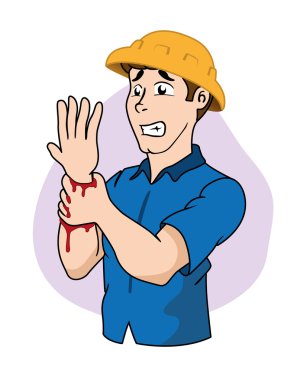 Illustration First Aid person arm cutting wound, bleeding. Ideal for catalogs, informative and medical guides clipart