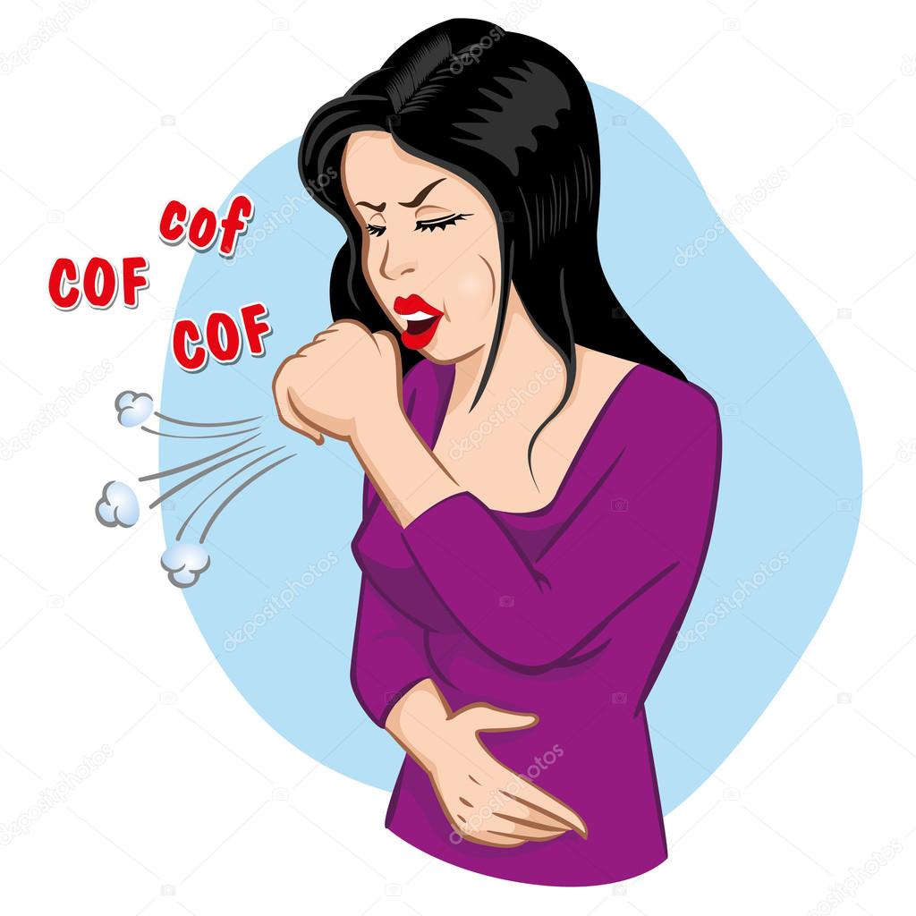 Illustration is a woman character with chronic and acute cough