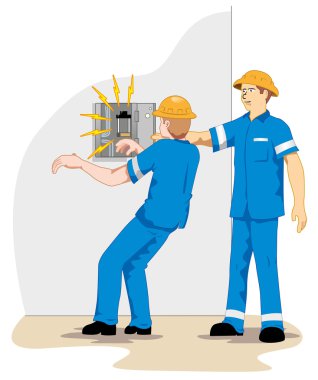 Bir elektrik deşarj emu anne bir iş kazası nedeniyle yüksek gerilim ağ alma bir resmi temsil eden resim