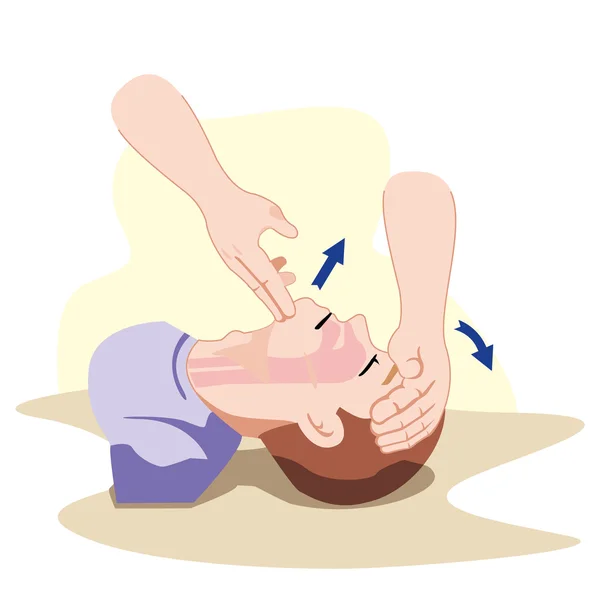 First Aid resuscitation (CPR), clearing breathing, positioning. For resuscitation. Ideal for training materials, catalogs and institutional — Stock Vector