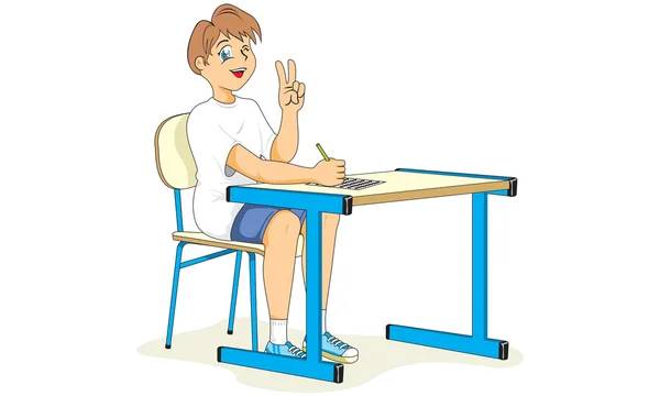 Saúde, criança estudante sentado postura correta. Ideal para catálogos, guias informativos e médicos — Vetor de Stock