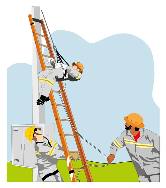 Ilustração de um trabalhador realizando o resgate de um colega inconsciente — Vetor de Stock