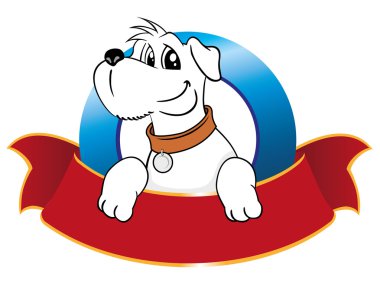 Resimde amblemi maskot köpeği. Ideal malzemeleri veterinarians ve evde beslenen hayvan dükkan ürünleri