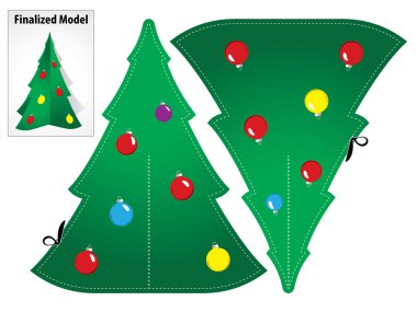 Bir Model Kağıt Oyuncak Craft takmak için bir Noel ağacı çizim