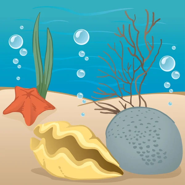 Illustration nature de l'environnement, l'environnement des fonds marins. Idéal pour le matériel éducatif et informationnel — Image vectorielle