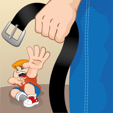 Illustration of a child cornered and assaulted by adult. Ideal for catalogs, informative and institutional material clipart