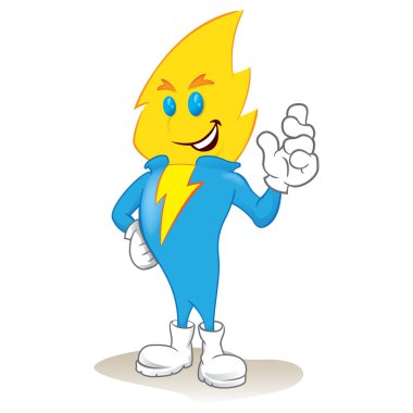 Bir elektrik enerjisi maskot Illustration. Kataloglar, bilgilendirici ve kurumsal için ideal malzeme ve eğitim