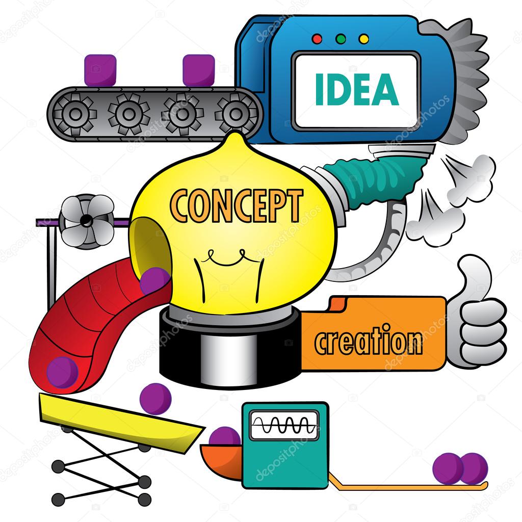 Illustration of a production line path, manufactures creation. Ideal for materials, institutional and educational