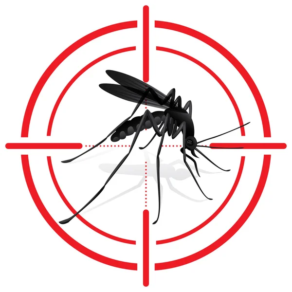 Señalización, mosquitos con blanco de mosquitos. Mira señal. Ideal para el saneamiento informativo e institucional y los cuidados relacionados — Vector de stock