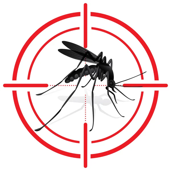 Sinalização, mosquitos com mosquito alvo. Sinal mira. Ideal para saneamento informativo e institucional e cuidados conexos —  Vetores de Stock