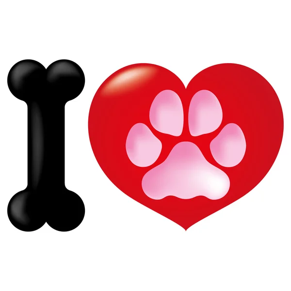 Icono o símbolo del corazón, me encantan los animales, perro. Ideal para veterinario informativo e institucional — Vector de stock