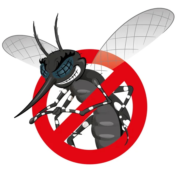 Sinalização, mosquitos com mosquito aviso preto, sinal proibido. Ideal para saneamento informativo e institucional e cuidados conexos —  Vetores de Stock