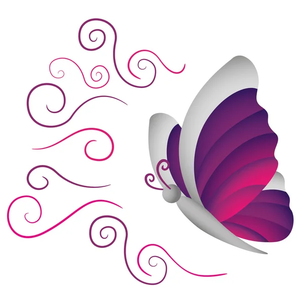 Illustration is an insect butterfly nature, lilac and gray. Ideal for educational and institutional materials — Stock Vector