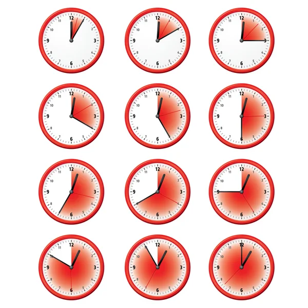 Illustration of a clock at different times minutes. Can be used in ads and institutional — Stock Vector