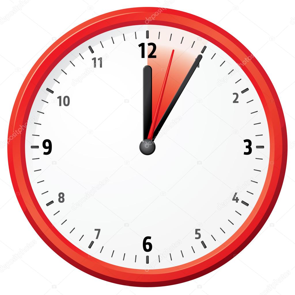 Illustration of a clock marking thirty-five minutes. Can be used in ads and institutional