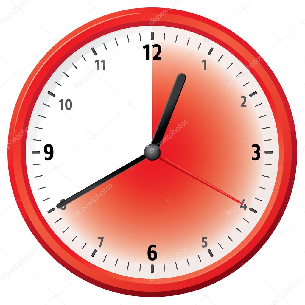 Illustration of a clock at forty minutes. Can be used in ads and institutional